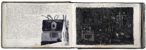 watercolor, graphite, and pen and ink on Arches paper in bound volume
