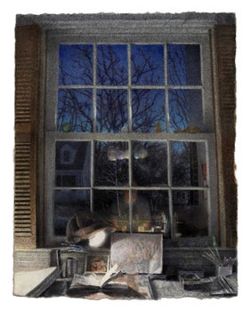 The drawing, Self-Portrait with First Light, and related journal studies (next screen) will be featured in the forthcoming exhibition, Charles Ritchie, Journals & Drawings at BravinLee programs, New York, opening Saturday, 5 October 2024, 6 to 8 pm. The show remains on view through 2 November.
Self-Portrait with First Light, 2019-2024, watercolor, graphite, pen and ink, and acrylic on paper