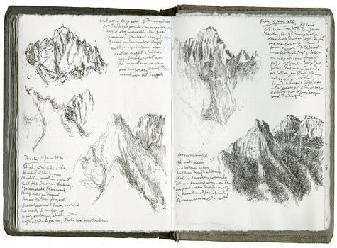 pen and ink and graphite on Arches 140 lb. paper in bound volume
