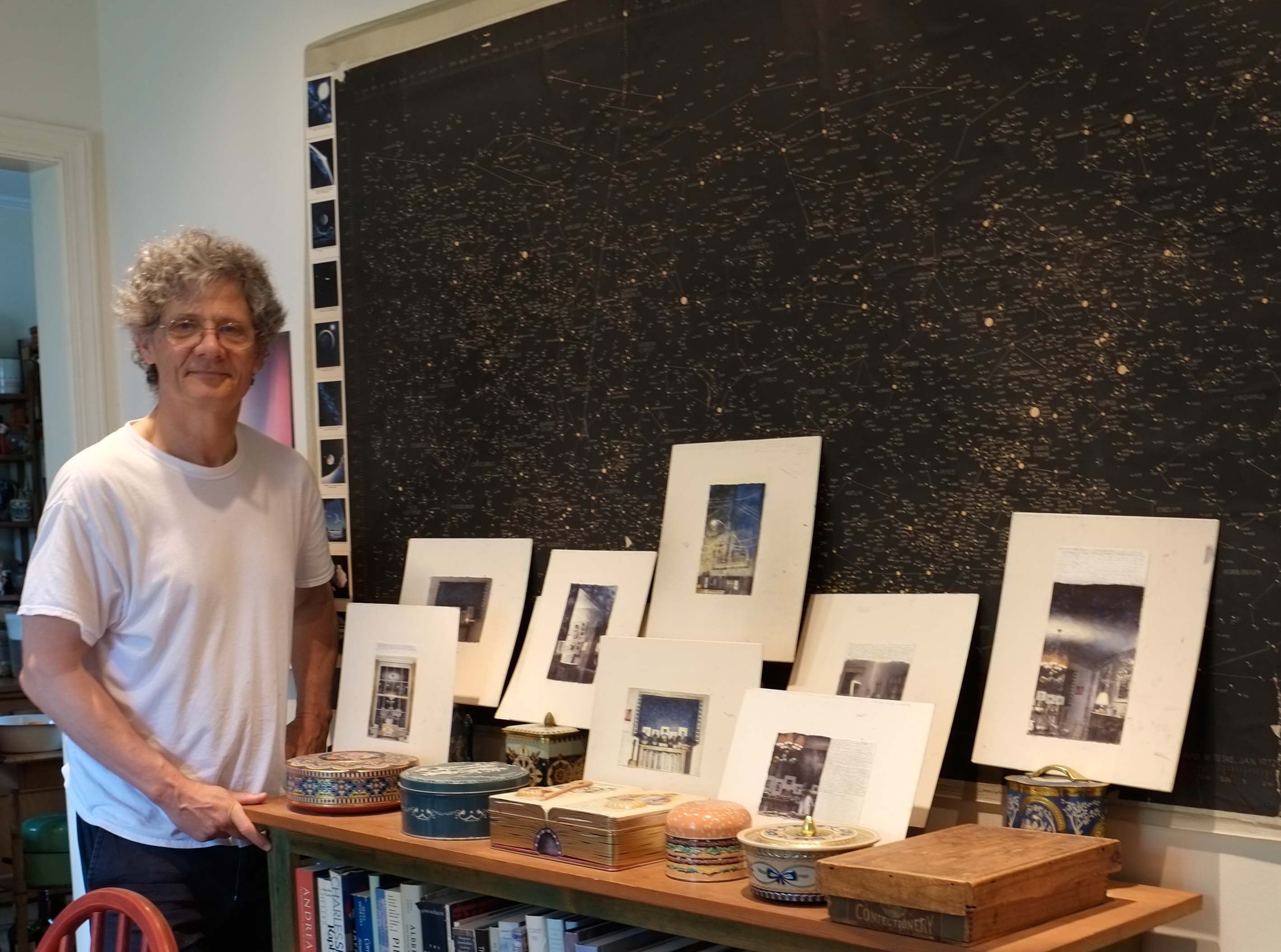 Photograph of Charles Ritchie with Star Map and Drawings, 2017. See Instagram Artist Feature @Jason Haam. image