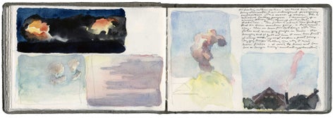 watercolor, graphite, and pen and ink on Arches paper in bound volume