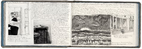pen and ink and acrylic on Arches paper in bound volume