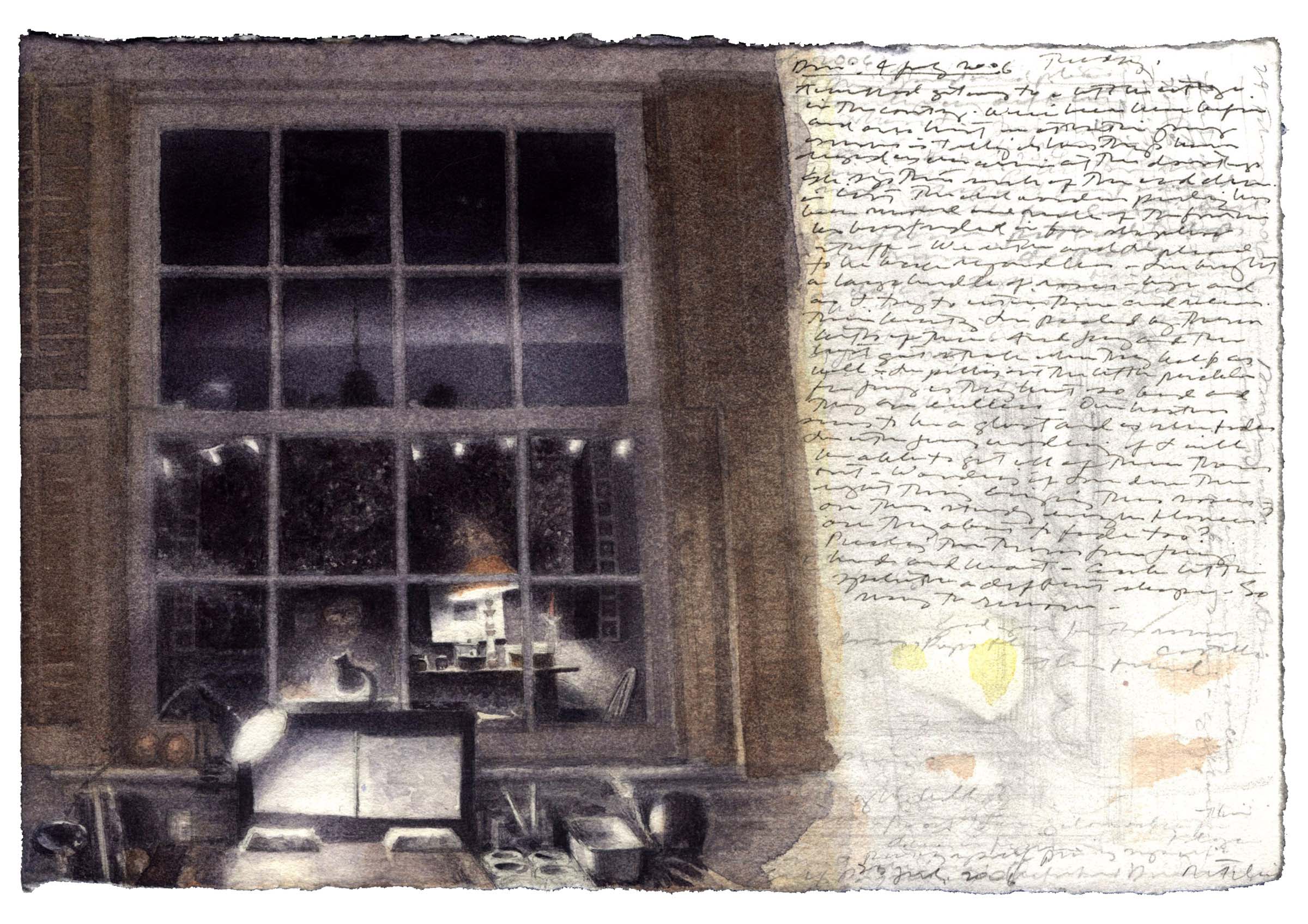 Self-Portrait with Lamps and Unfinished Drawings, 2006 image