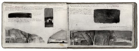 watercolor, graphite, pen and ink and acrylic on Arches paper in bound volume