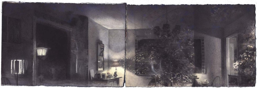 Self-Portrait with Night: Two Panels I image