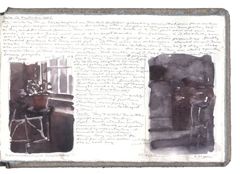 watercolor, graphite, and pen and ink on Arches paper in bound volume