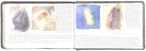 watercolor, graphite, and pen and ink on Arches paper in bound volume