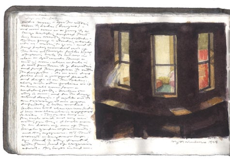 watercolor, graphite, and pen and ink on Arches paper in bound volume