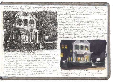 watercolor, graphite, and pen and ink on Arches paper in bound volume