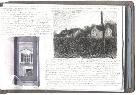 watercolor, graphite, and pen and ink on Arches paper in bound volume