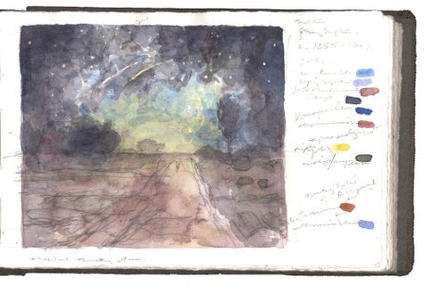 watercolor, graphite, and pen and ink on Arches paper in bound volume