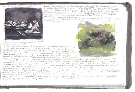 watercolor, graphite, and pen and ink on Arches paper in bound volume