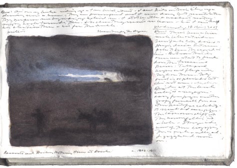 watercolor, graphite, and pen and ink on Arches paper in bound volume