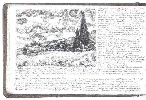 pen and ink and graphite on Arches paper in bound volume