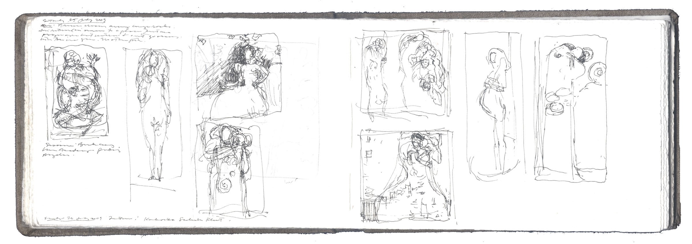 Two pages of sketches after Gustav Klimt and Egon Schiele image
