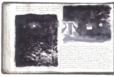 watercolor, graphite, and pen and ink on Arches paper in bound volume