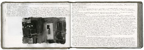 watercolor, graphite, and pen and ink on Arches paper in bound volume