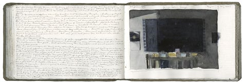 watercolor, graphite, and pen and ink on Arches paper in bound volume