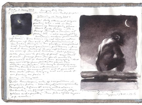 watercolor, graphite, and gouache on Arches paper in bound volume