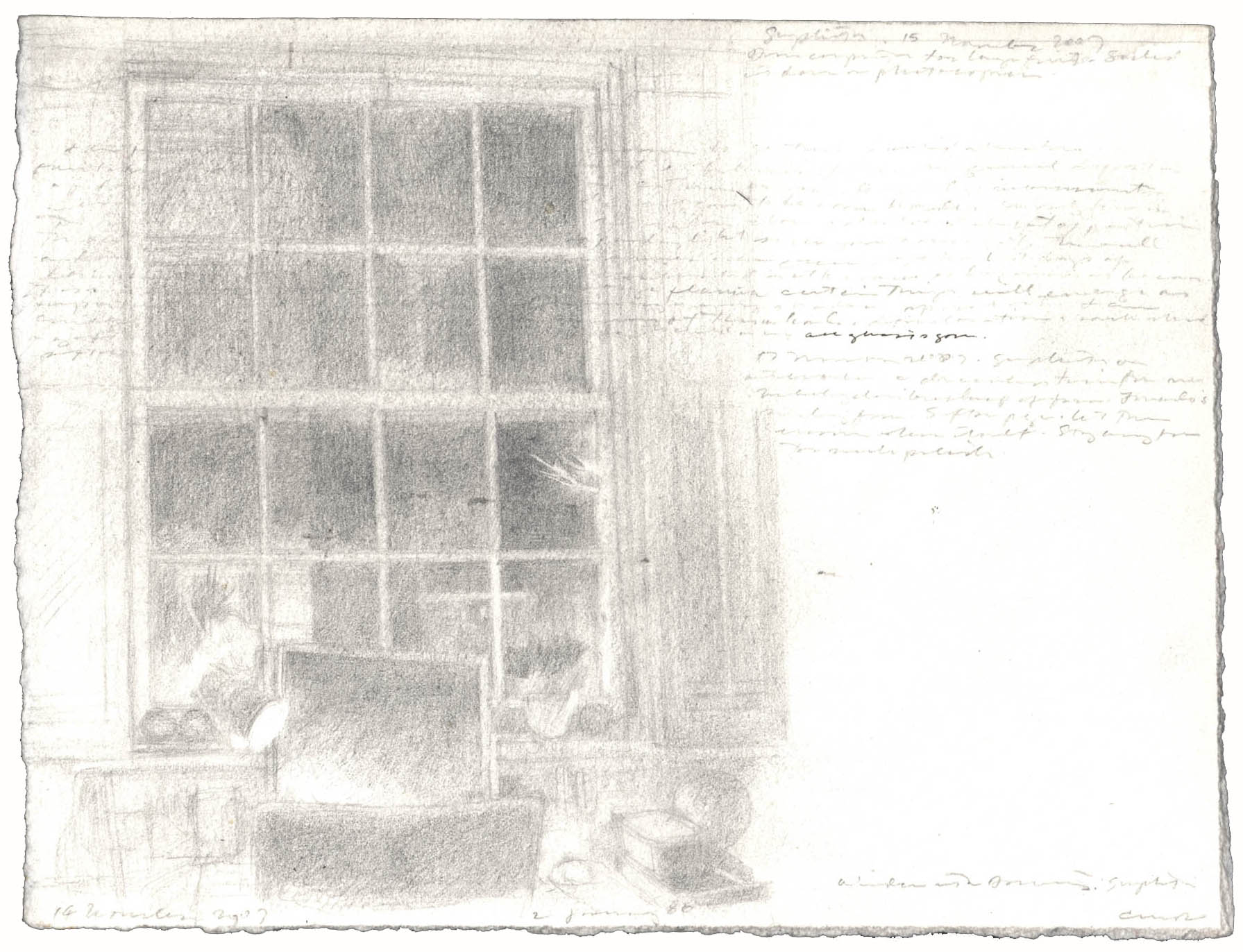 Window with Drawing: Graphite image