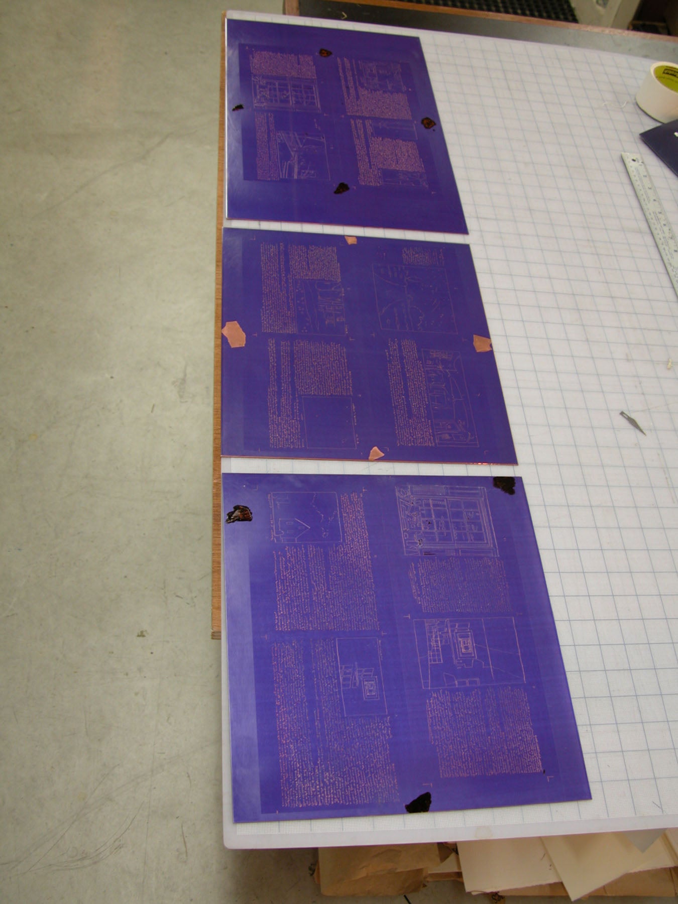 Photograph of Three Etching Plates for Accordion Print Project image