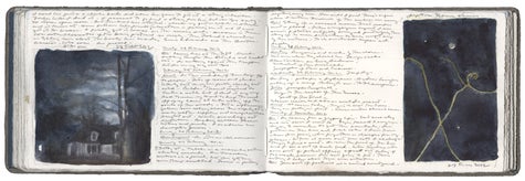 watercolor, graphite, and pen and ink on Arches paper in bound volume