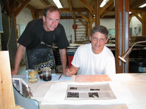 preparing to paint spitbite on a printing plate