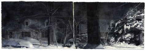 watercolor, conte crayon, and graphite on Fabriano paper