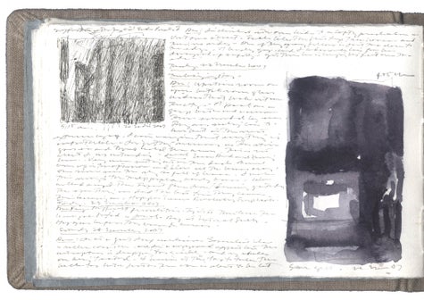 watercolor, graphite, and pen and ink on Arches paper in bound volume